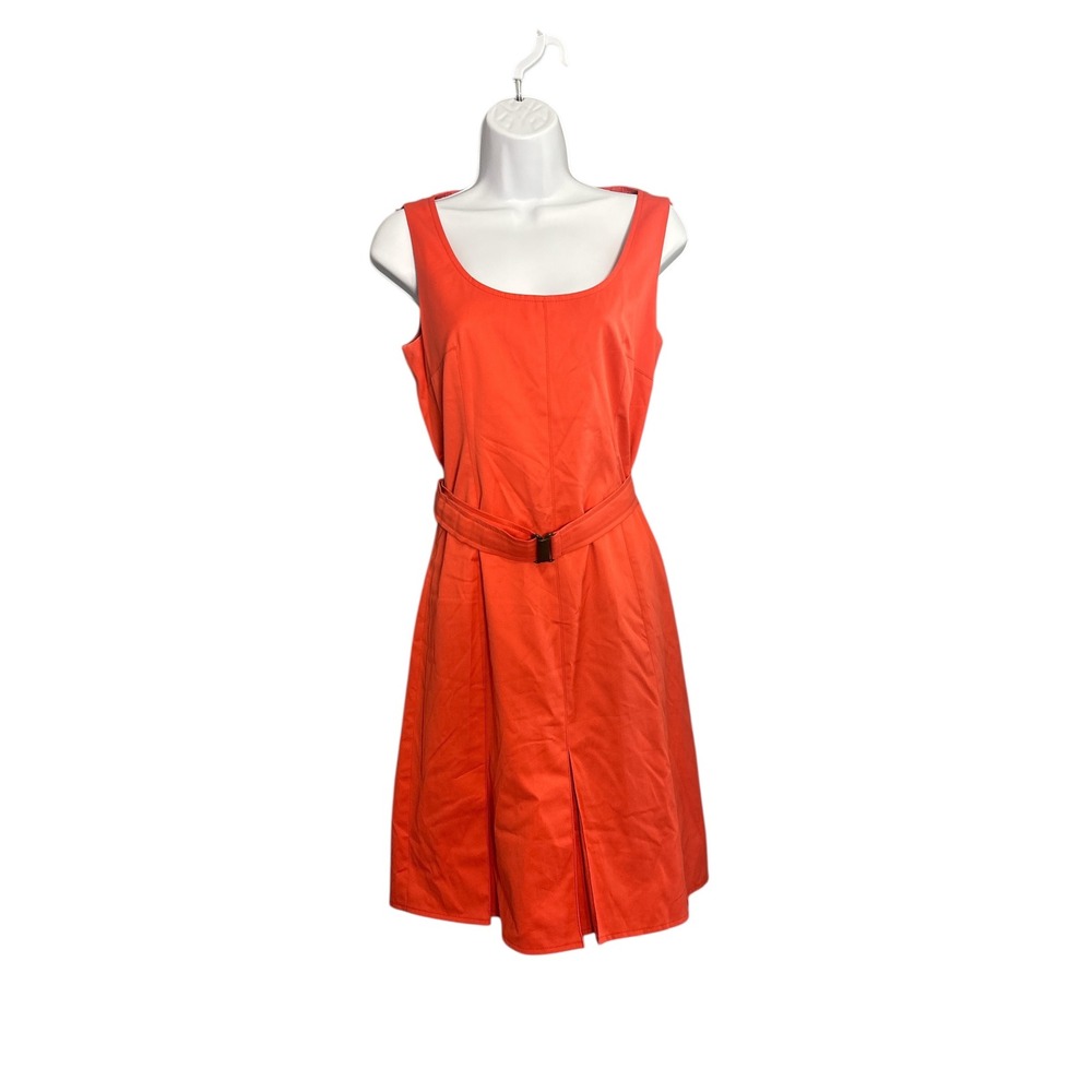 Akris Punto Orange Sleeveless Belted‎ Sheath Dress Women US 6